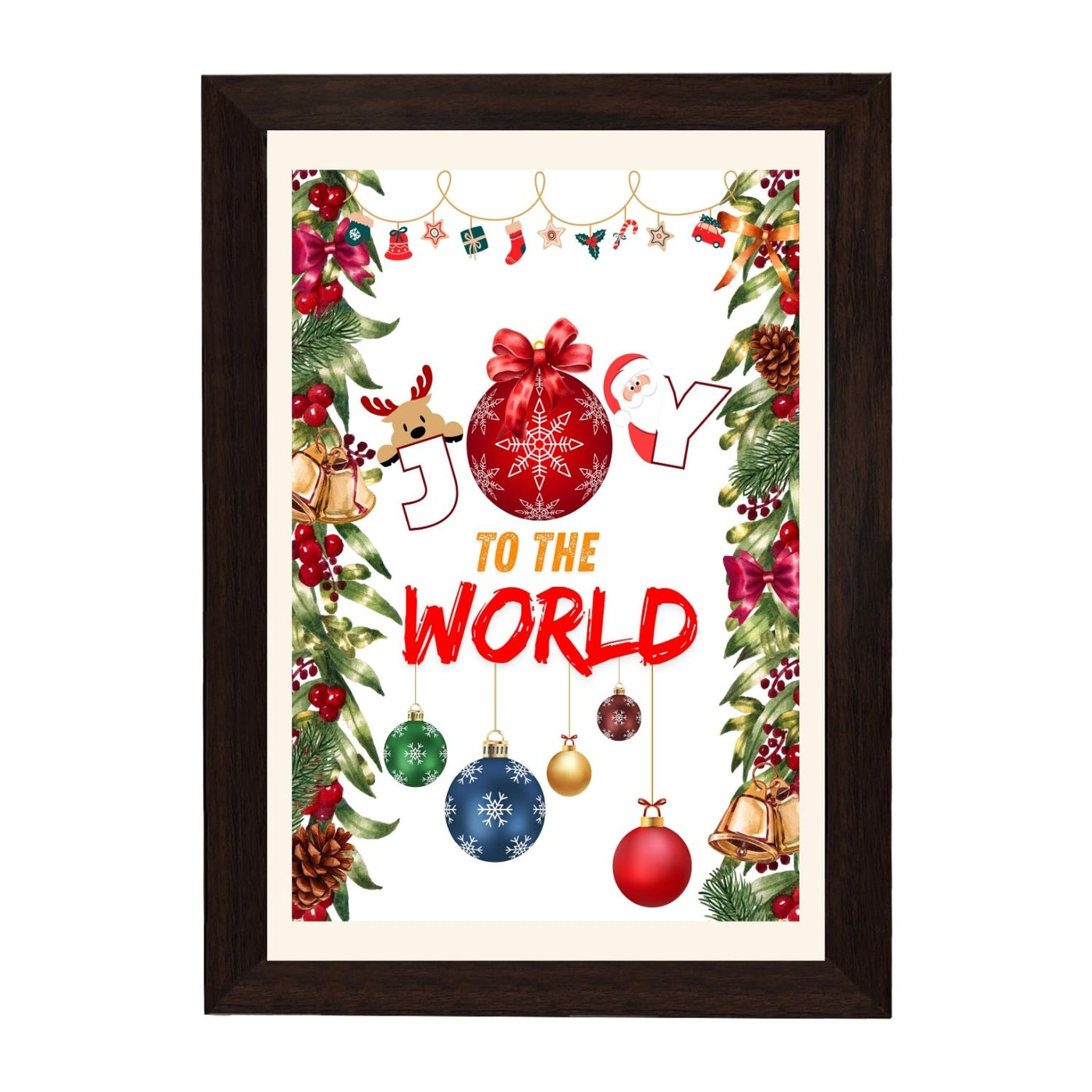 MD Art Collections - Christmas Wall Art Collection – Santa Claus, Christmas Truck, Trees, Snowman, Reindeer, Card & Decorations | A4/A3 | PVC Black or Mahogany Wood Frame