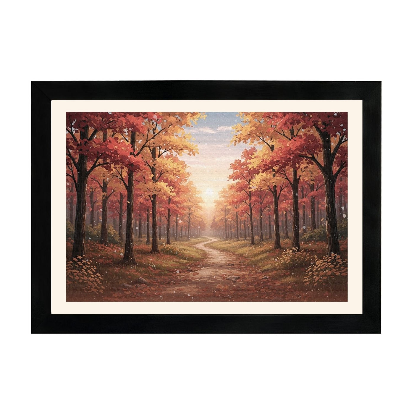 MD Art Collections – Retro Countryside Wall Art | Autumn, Coastal, Village, Wildflower & Mountain Scenes | A4/A3 Black or Mahogany Wood PVC Frame