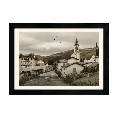 MD Art Collections – Retro Countryside Wall Art | Autumn, Coastal, Village, Wildflower & Mountain Scenes | A4/A3 Black or Mahogany Wood PVC Frame