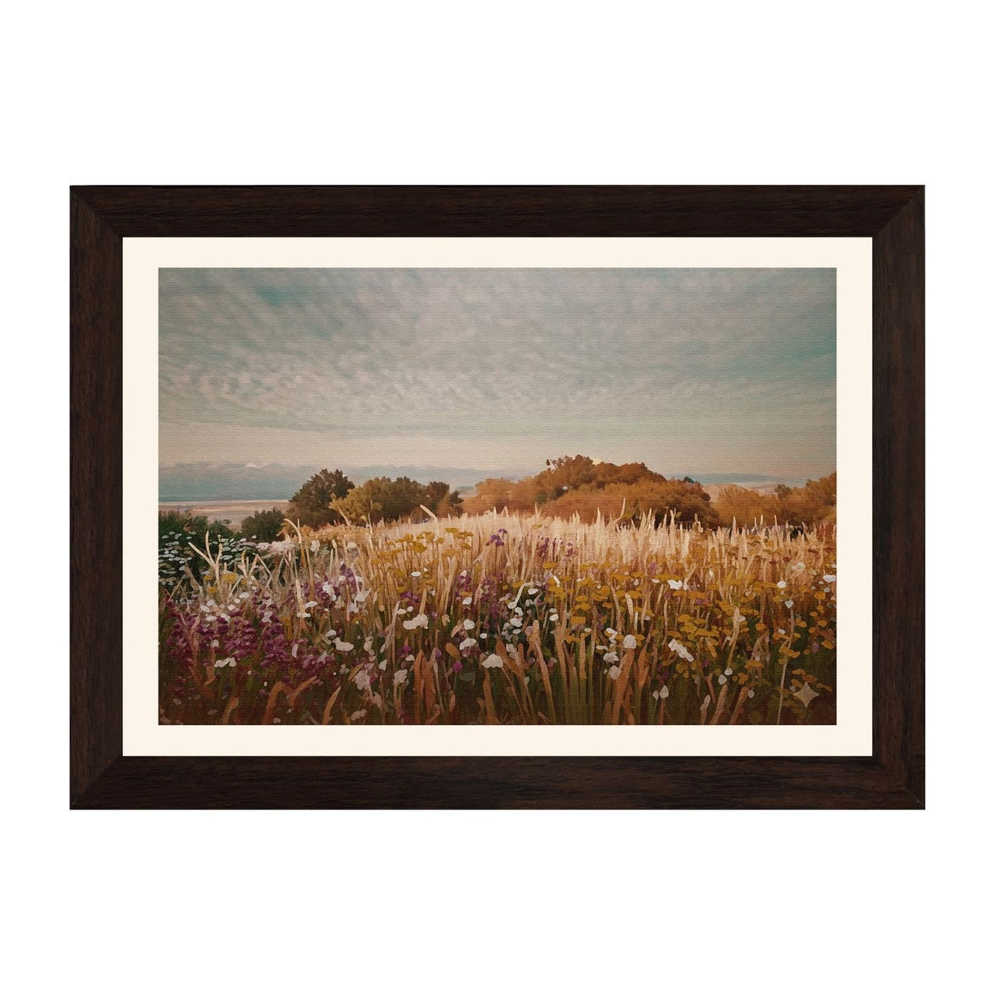 MD Art Collections – Retro Countryside Wall Art | Autumn, Coastal, Village, Wildflower & Mountain Scenes | A4/A3 Black or Mahogany Wood PVC Frame