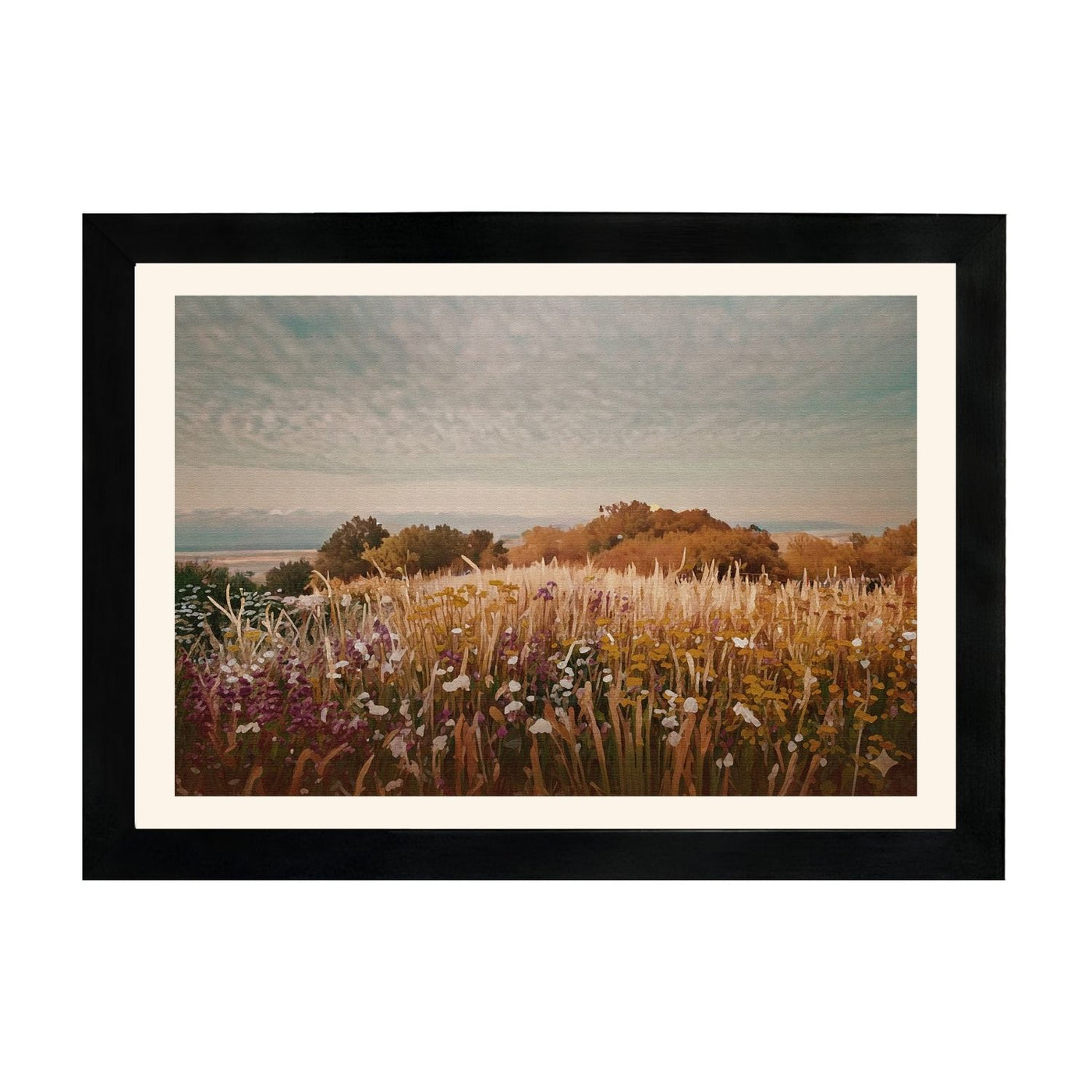 MD Art Collections – Retro Countryside Wall Art | Autumn, Coastal, Village, Wildflower & Mountain Scenes | A4/A3 Black or Mahogany Wood PVC Frame
