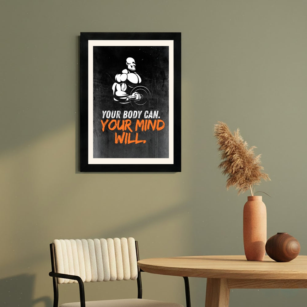 MD Art Collections - Motivational Gym Wall Art A4/A3 PVC Black/Mahogany Wood Frame