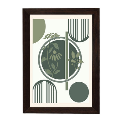 MD Art Collections | Minimalist Abstract Wall Art – Sage Green, Watercolor Green, Beige Flower, Wildflower & Green | A4/A3 Black or Mahogany Wood PVC Frame