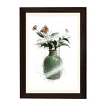 MD Art Collections | Minimalist Abstract Wall Art – Sage Green, Watercolor Green, Beige Flower, Wildflower & Green | A4/A3 Black or Mahogany Wood PVC Frame