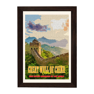 MD Art Collections - New Seven Wonders of the World Wall Art Collection – Great Wall, Petra, Machu Picchu, Chichén Itzá, Colosseum & Taj Mahal | A4/A3 with Black or Mahogany Wood PVC Frame