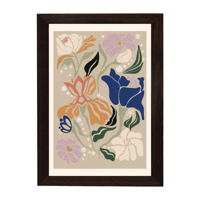 MD Art Collections | Minimalist Abstract Wall Art – Sage Green, Watercolor Green, Beige Flower, Wildflower & Green | A4/A3 Black or Mahogany Wood PVC Frame