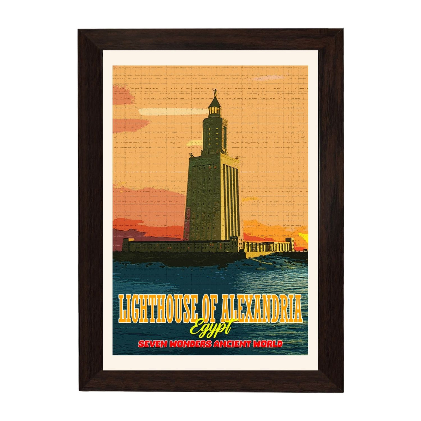 MD Art Collections – Seven Wonders of the Ancient World Wall Art – A4/A3 PVC Frame | Great Pyramid of Giza, Hanging Gardens of Babylon, Statue of Zeus, Temple of Artemis, Mausoleum at Halicarnassus, Colossus of Rhodes, Lighthouse of Alexandria