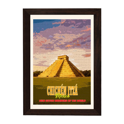 MD Art Collections - New Seven Wonders of the World Wall Art Collection – Great Wall, Petra, Machu Picchu, Chichén Itzá, Colosseum & Taj Mahal | A4/A3 with Black or Mahogany Wood PVC Frame