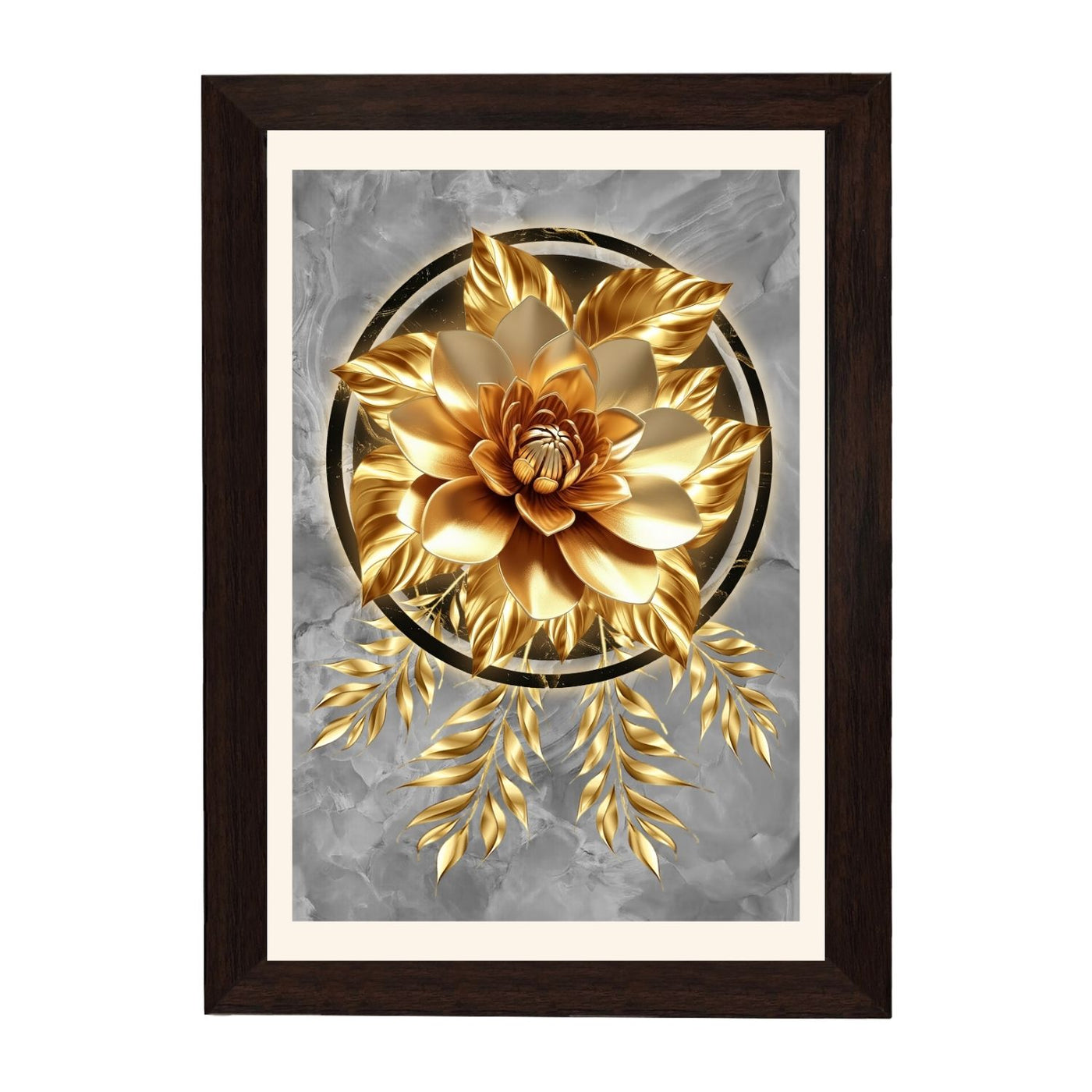 MD Art Collections – Modern Luxury Gold Wall Art | Gold Geometric, Black Gold, Gold Leaf & Elegant Flower Designs – A3/A4 with Black or Mahogany Wood Frame