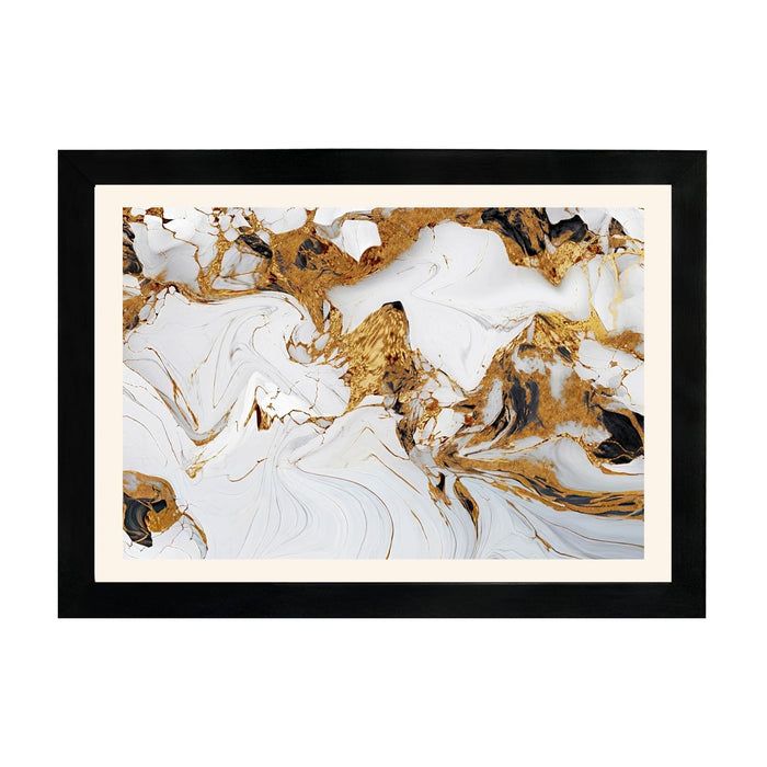 MD Art Collections Contemporary Abstract Wall Art – Pick Your Design: Marble Grain, Silent Flow, Electric Harmony, Brushstroke, Coastal Swirl, Interlocking Rings, Metallic Circles, Neon Energy, A4/A3 with Black or Mahogany Wood PVC Frame