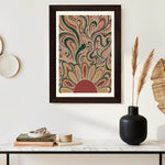 MD Art Collections - Boho Geometric Wall Art A4/A3 PVC Black/Mahogany Wood Frame