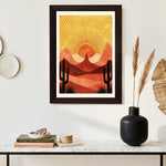 MD Art Collections - Boho Geometric Wall Art A4/A3 PVC Black/Mahogany Wood Frame