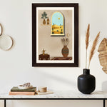 MD Art Collections - Boho Geometric Wall Art A4/A3 PVC Black/Mahogany Wood Frame