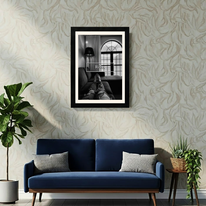 MD Art Collections - Monochrome Aesthetic Wall Art A4/A3 PVC Black/Mahogany Wood Frame