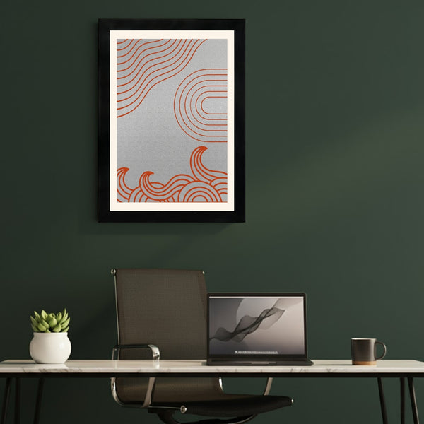 MD Art Collections - Neutral Abstract Wall Art A4/A3 PVC Black/Mahogany Wood Frame