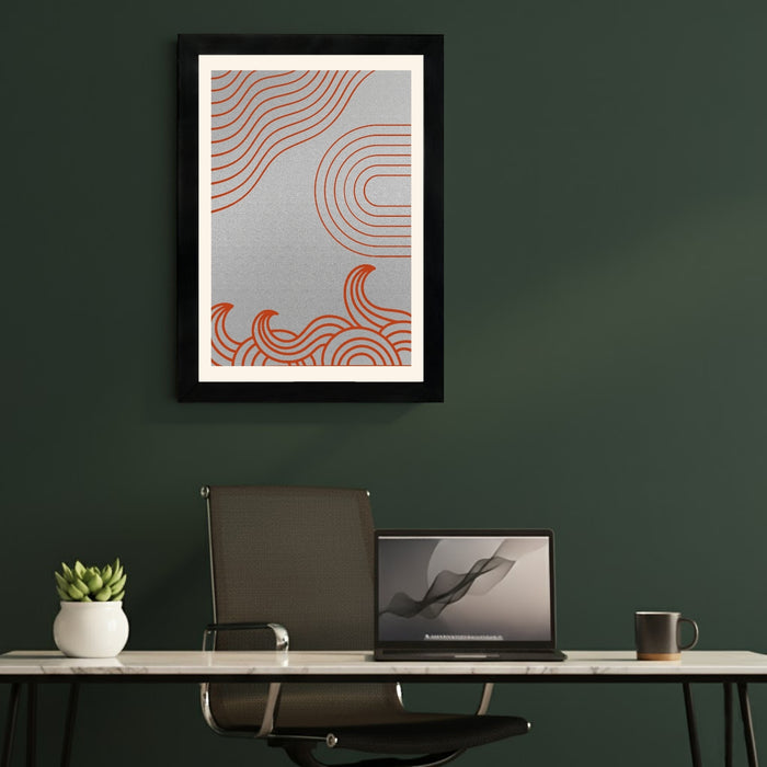 MD Art Collections - Neutral Abstract Wall Art A4/A3 PVC Black/Mahogany Wood Frame