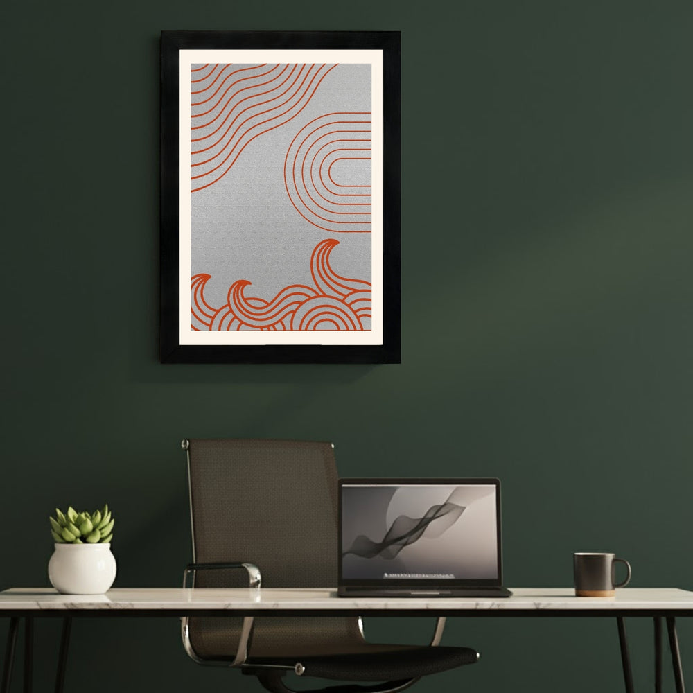 MD Art Collections - Neutral Abstract Wall Art A4/A3 PVC Black/Mahogany Wood Frame