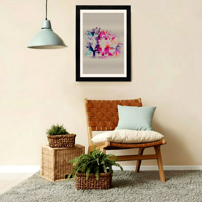 MD Art Collections - Watercolor Splash Wall Art – Artistic Decor with Iconic Designs: Animals, Nature, Music, and Travel Themes A4/A3 with Black or Mahogany Wood PVC Frame