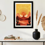 MD Art Collections - Boho Geometric Wall Art A4/A3 PVC Black/Mahogany Wood Frame