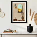 MD Art Collections - Boho Geometric Wall Art A4/A3 PVC Black/Mahogany Wood Frame